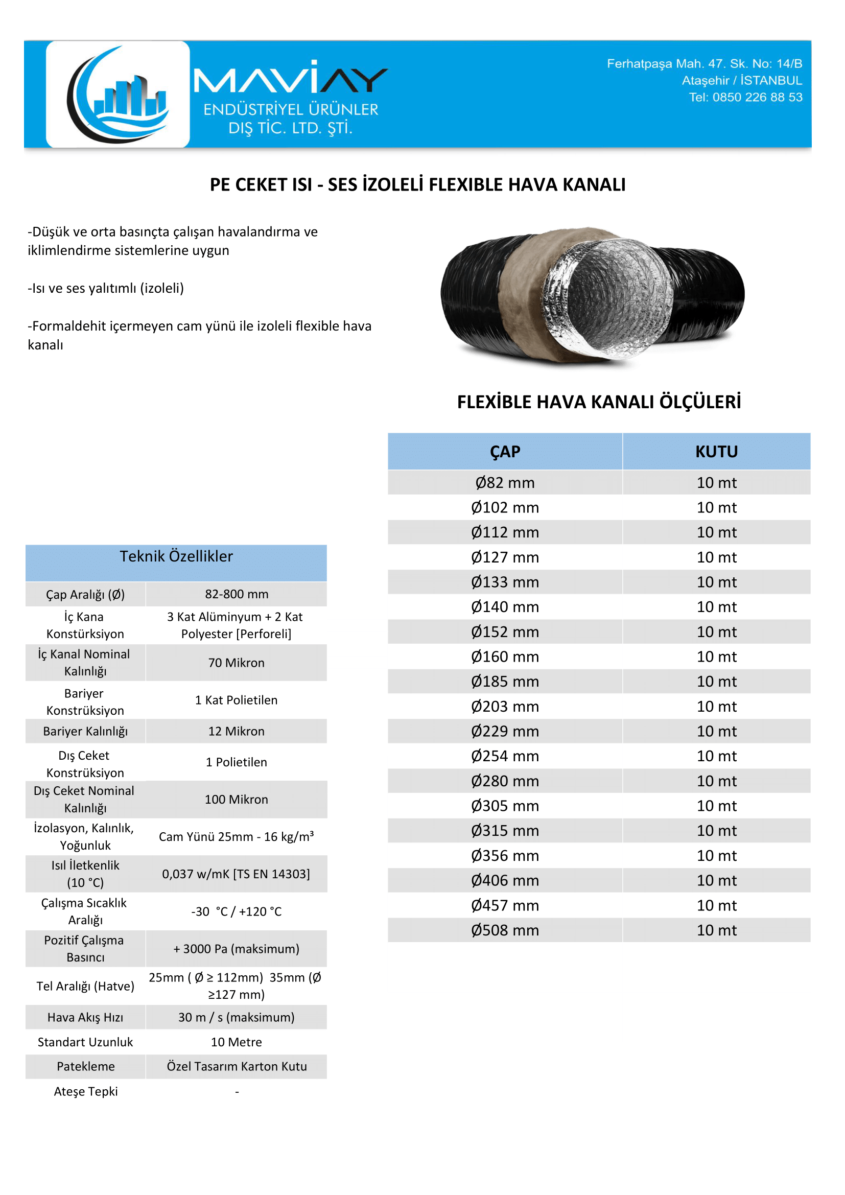 maviay endüstriyel pe ceket ses ısı izoleli flex