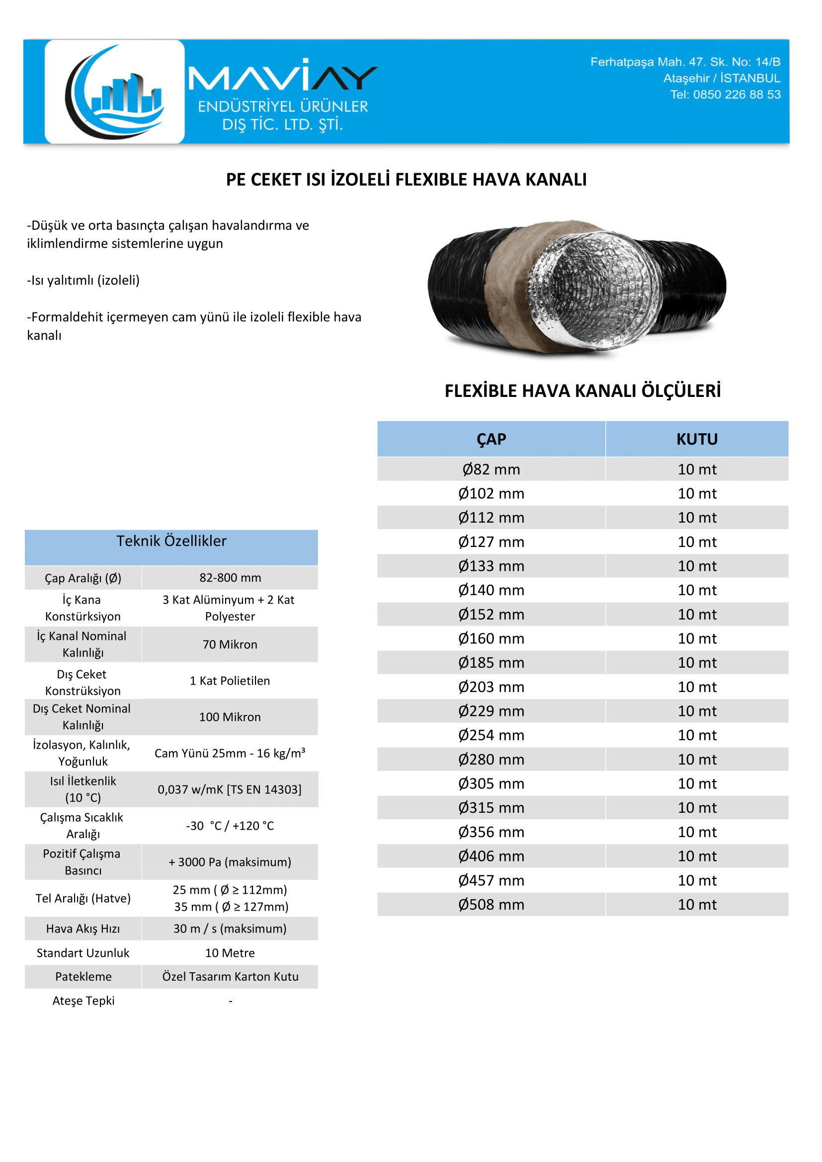 maviay endüstriyel pe ceket ısı izoleli flex